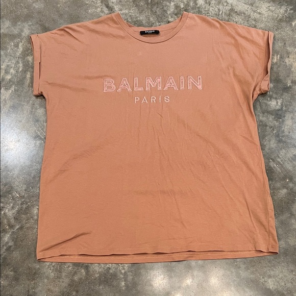 Balmain Tops - Authentic Balmain Paris Short Sleeve Tee - Rose Tan